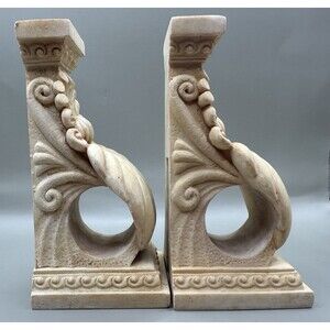Ornate Curtain Holdbacks Pair Baroque Shell Drapery Swag Holders Ivory Tone
